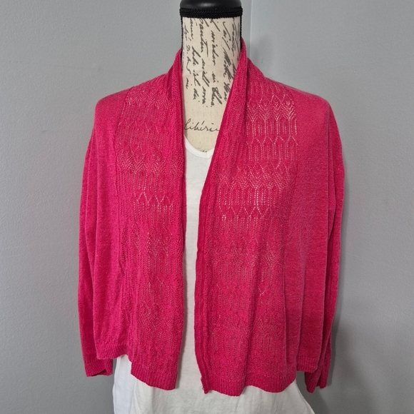 Jones New York Sweaters - Jones New York Fuchsia Pink Open-Front Knit Cardigan
